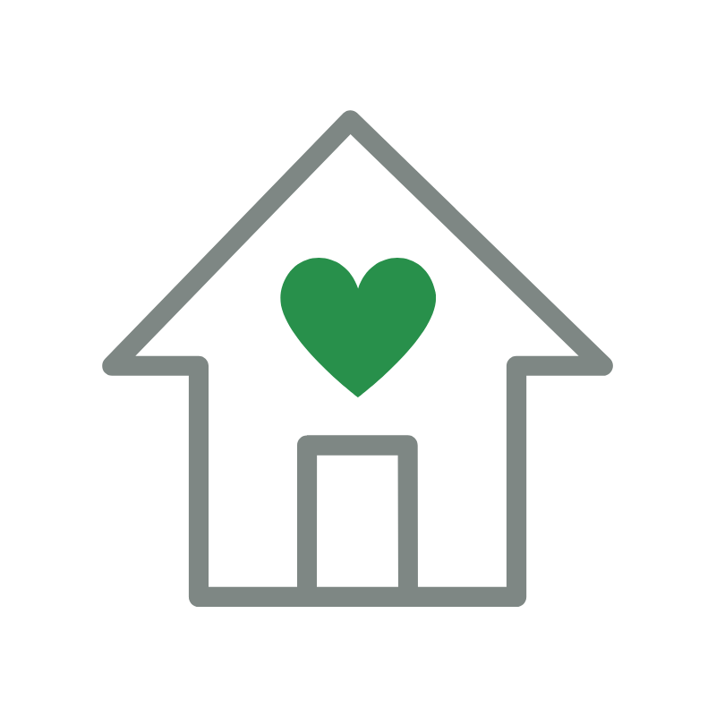 Icon of a house with a heart inside